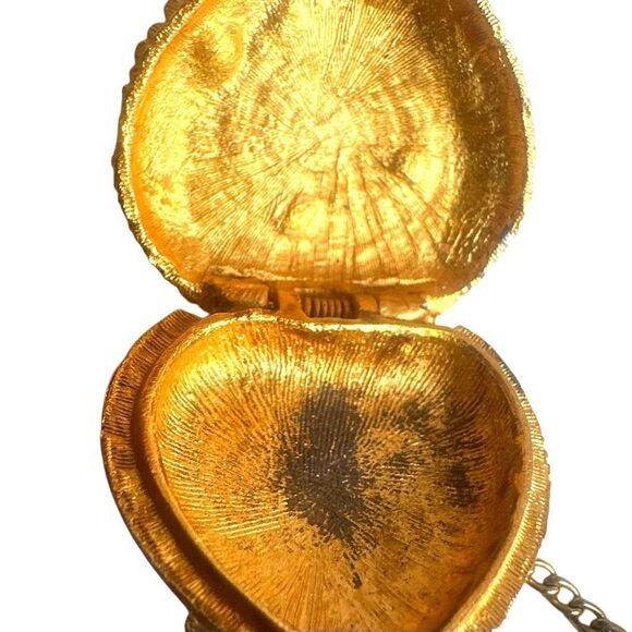 Viviane Woodard Primeval Perfume Locket Heart Pendant w/ Rhinestones, Gold-Tone - Picture 5 of 10